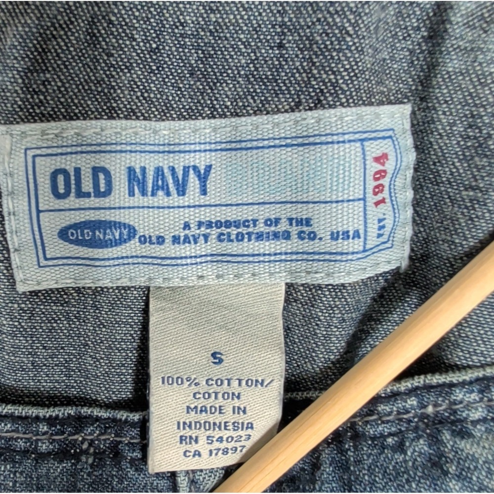 Vintage Old Navy 90s Y2K Blue Denim Overalls Bibs Size Small Jean Carpenter Bib - Picture 5 of 16